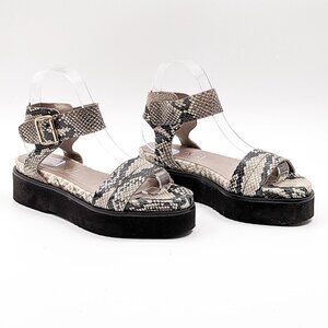 AGL Women Snake Embossed Leather Platform Strappy Sandals 7US 37EUR